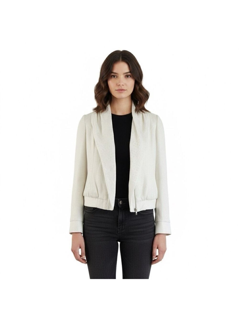 Alexander McQueen Draped Collar Bomber Jacket Size 38 (2-4) Cream Lightweight